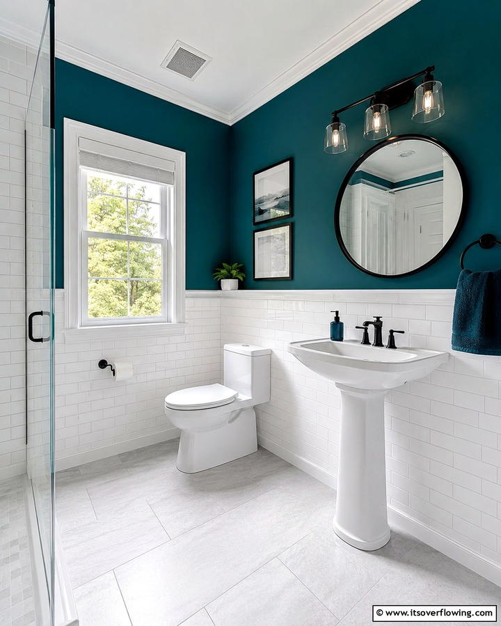 Teal and White Contrast - 30 Soothing Teal Bathroom Design Ideas for 2024