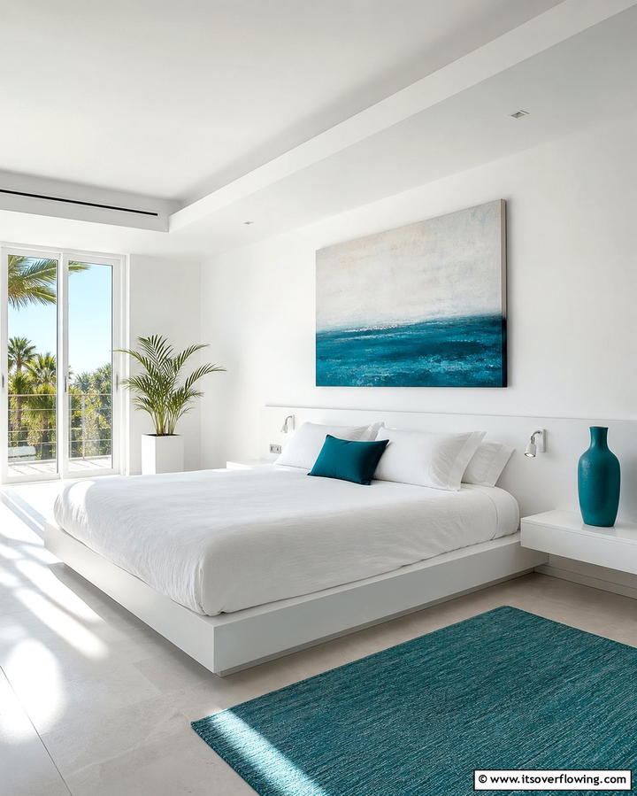 Teal and White Minimalist Design - 25 Teal Bedroom Ideas for a Serene and Stylish Space