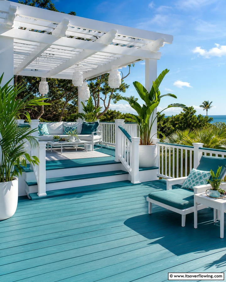 Teal and White Serenity - 30 Two-Tone Deck Color Schemes for Dynamic Outdoor Spaces