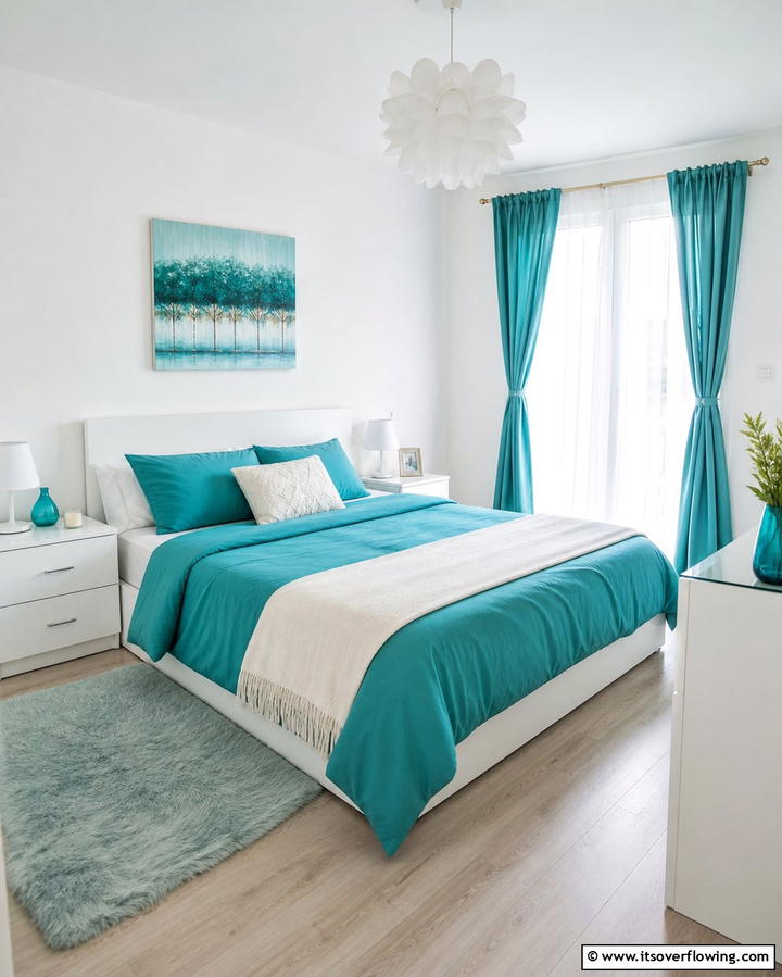 Teal and White Simplicity - 25 Teal Bedroom Ideas for a Serene and Stylish Space