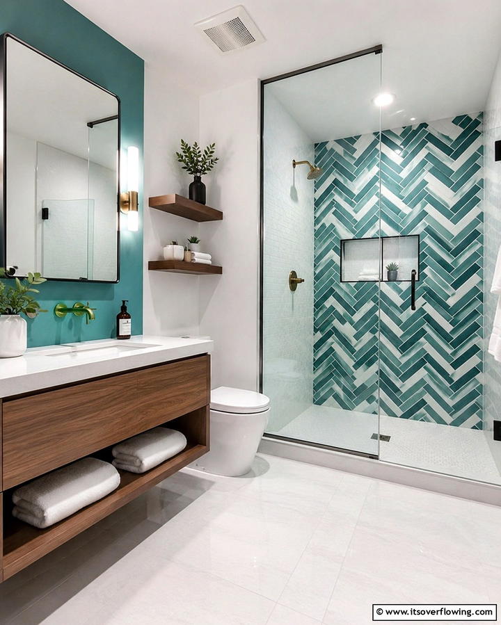 Teal and White Tile Combination - 30 Soothing Teal Bathroom Design Ideas for 2024
