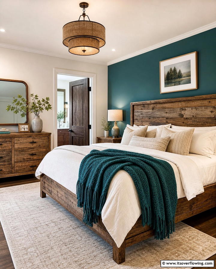 Teal and Wood Warmth - 25 Teal Bedroom Ideas for a Serene and Stylish Space