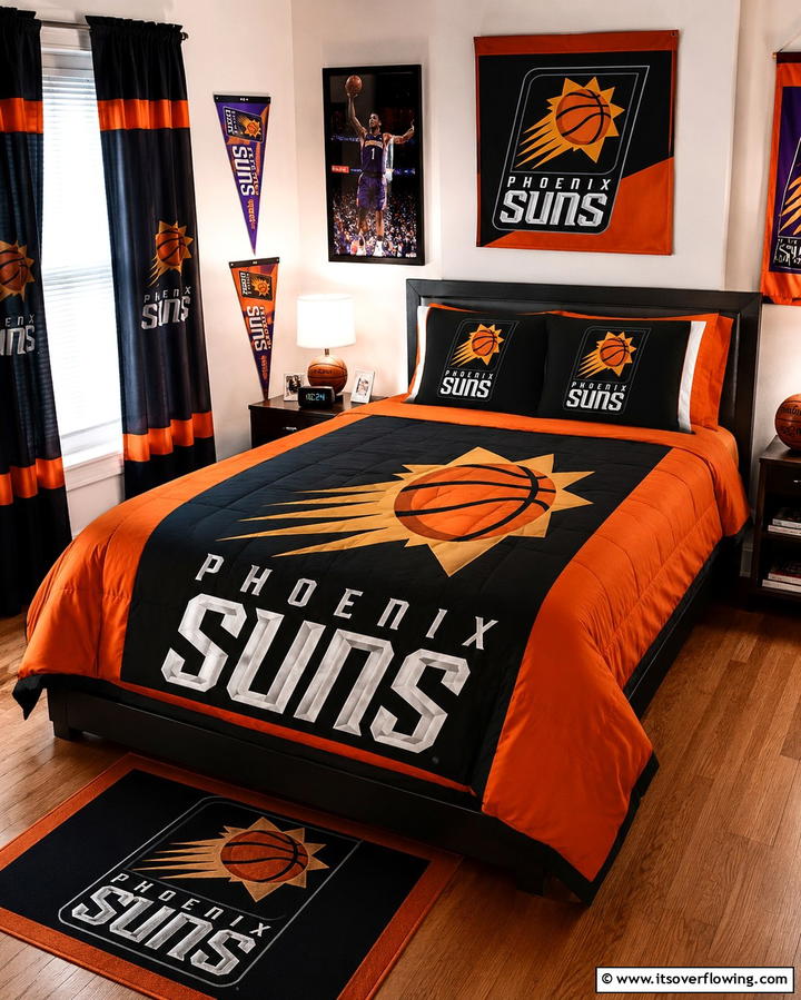 Team Logo Bedding Set - 25 Fun Basketball Room Decor Ideas for Sports Fans