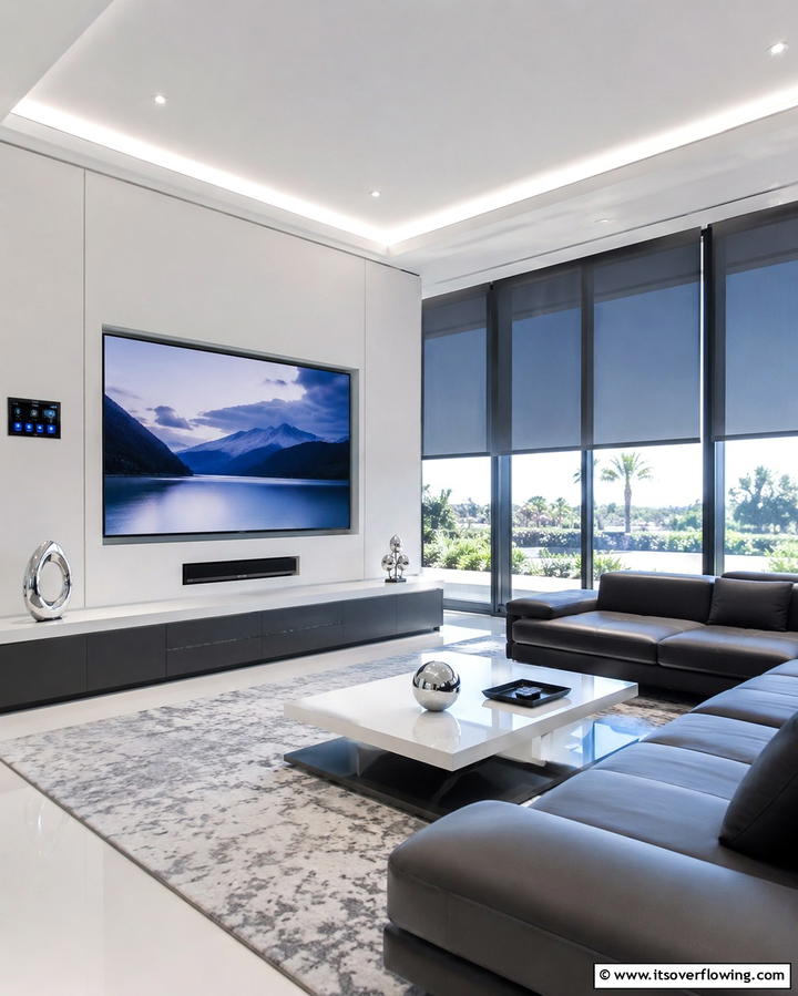 Tech Integrated Environment - 30 Awkward Living Room Layout Solutions for Cohesive Design