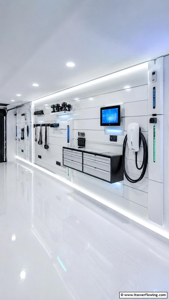 Tech Integrated Panels - 30 Garage Wall Ideas for Organized, Functional Spaces