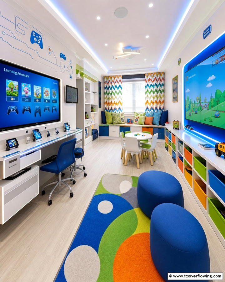 Tech Integrated Play Area - 21 Kids Room Ideas for Playful and Functional Spaces