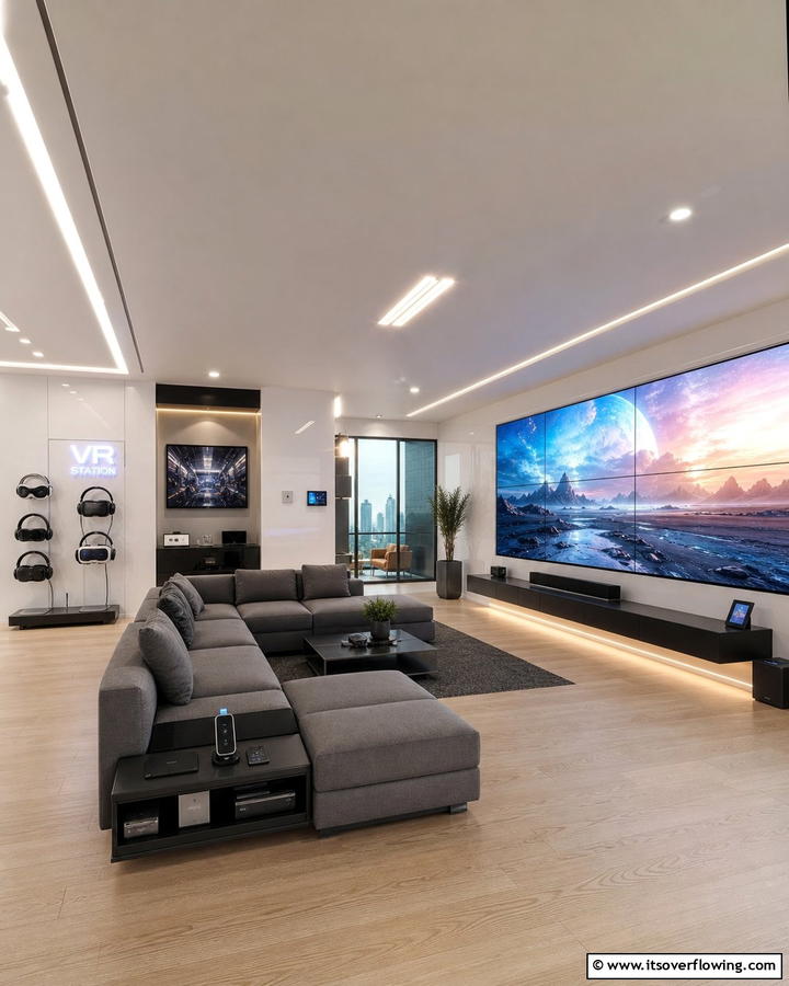 Tech Loft Lounge - 20 Luxury Man Cave Ideas for Ultimate Comfort
