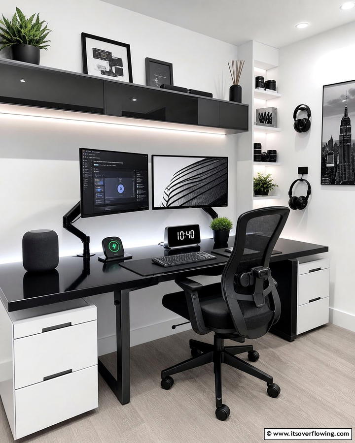 Tech Savvy Home Office Setup - 21 Small Home Office Ideas for Productive Workspaces