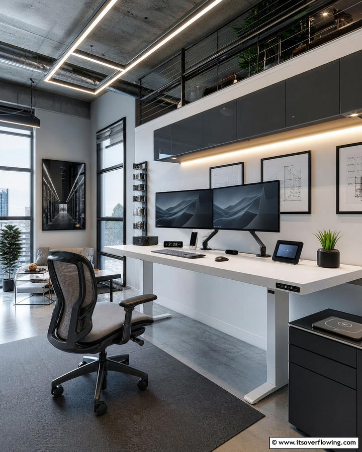 Tech Savvy Loft Office - 20 Loft Office Ideas for a Productive Workspace