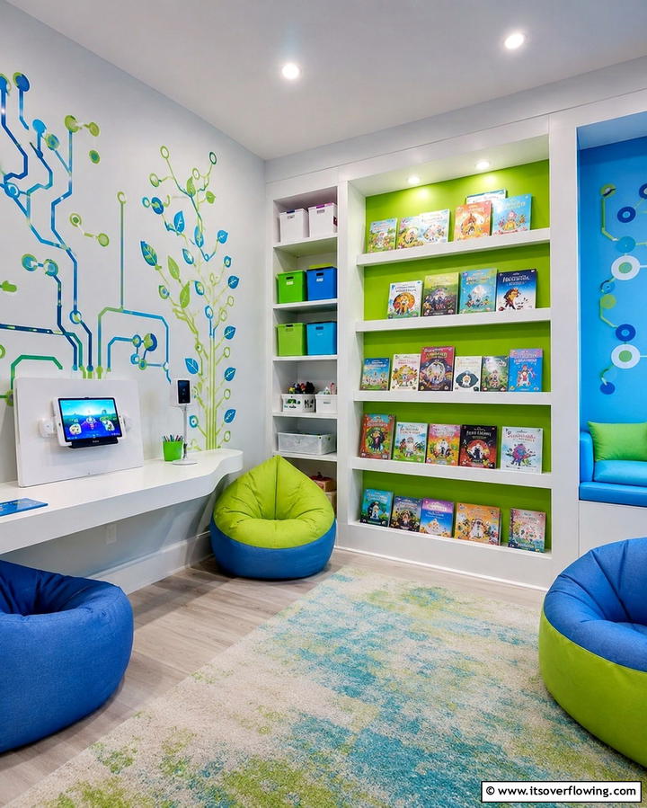Tech and Tales Zone - 30 Kids Reading Nook Ideas- Cozy Spaces for Young Readers