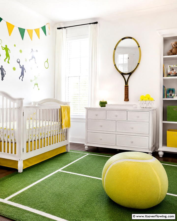 Tennis Racket Mirror - 20 Sports Nursery Ideas for the Ultimate Fan Baby Room