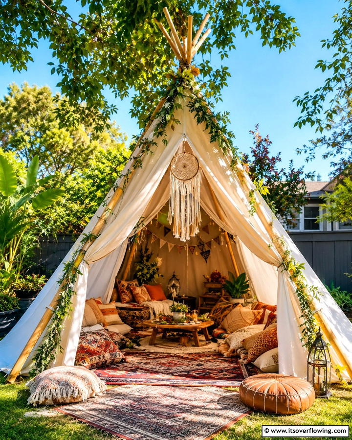 Tent or Teepee Nook - 25 Outdoor Reading Nook Ideas for Relaxation