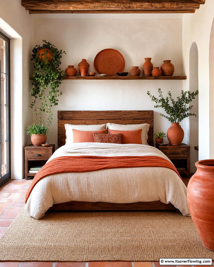 Terra Cotta Pottery - 21 Earthy Bedroom Ideas for a Calming Retreat