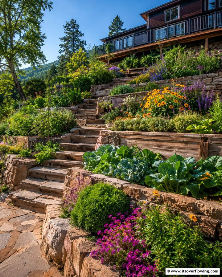 Terraced Hillside Gardens - 30 Hillside Landscaping Ideas for Sloped Yards