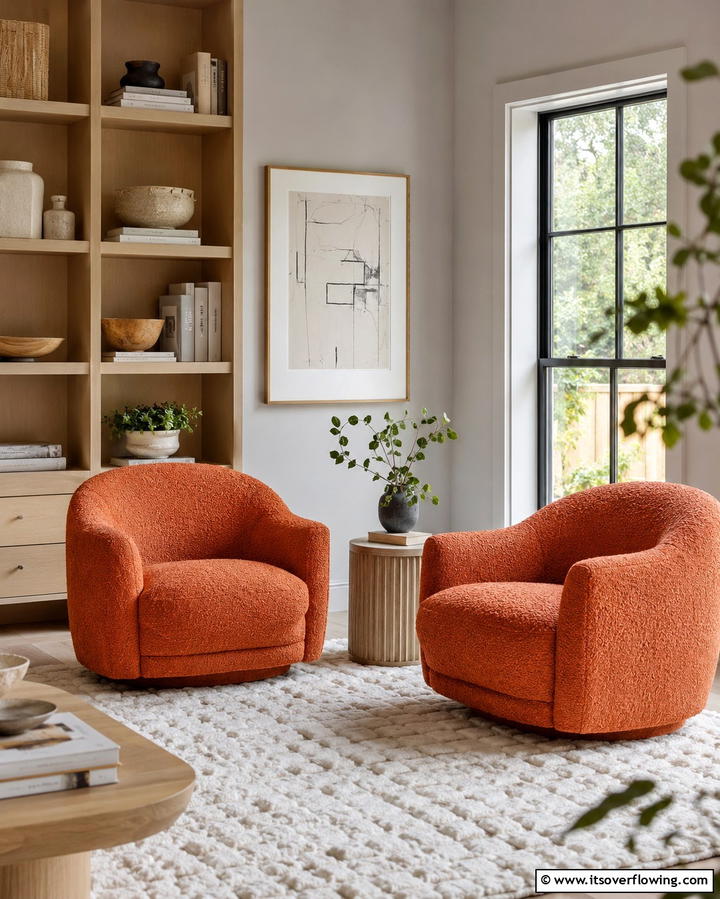 Terracotta Accent Chairs - 25 Terracotta Living Room Ideas for a Warm Vibe