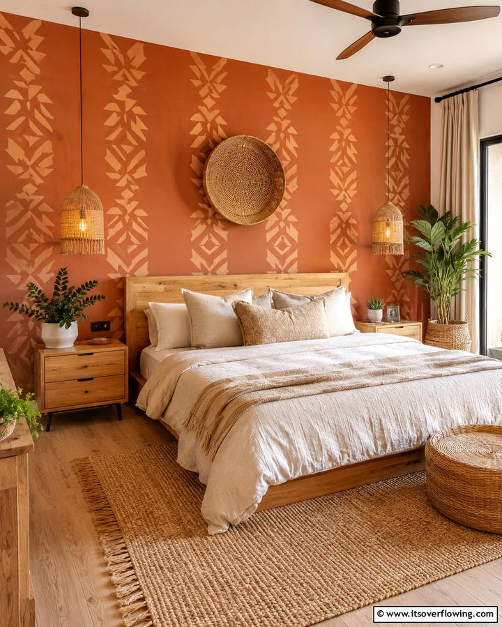 Terracotta Accent Wall - 20 Terracotta Bedroom Ideas for a Warm and Cozy Space