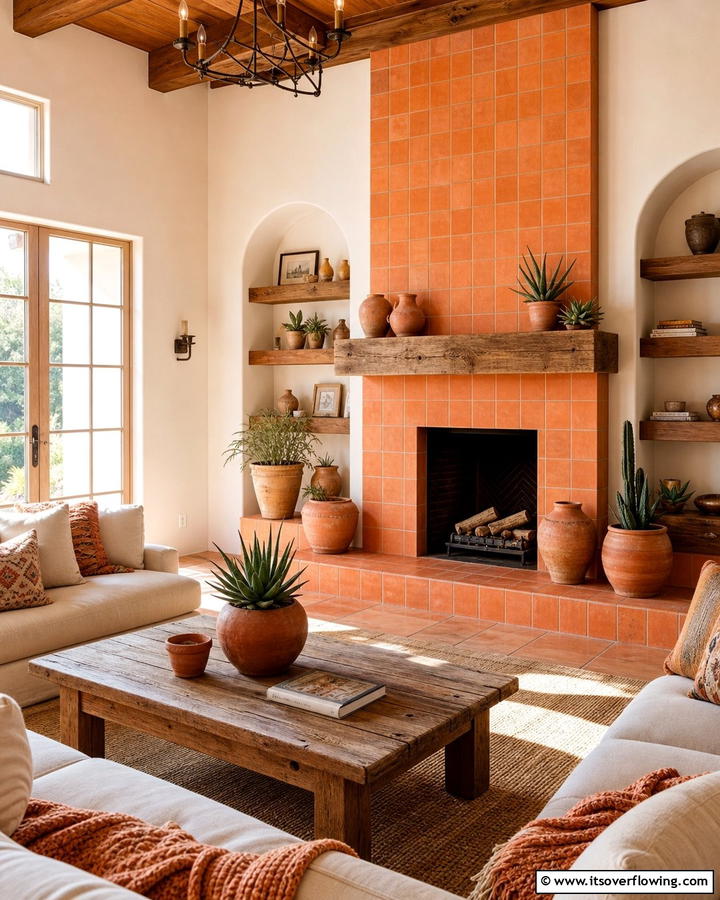 Terracotta AccentsExact - 20 Mediterranean Fireplace Ideas for a Warm Ambiance
