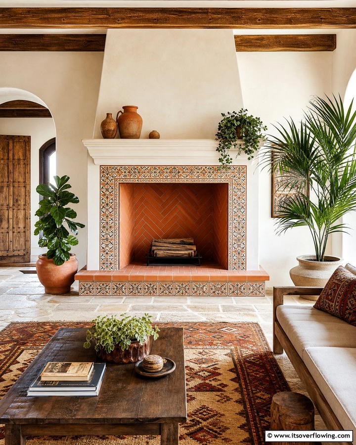 Terracotta AccentsOne - 20 Mediterranean Fireplace Ideas for a Warm Ambiance