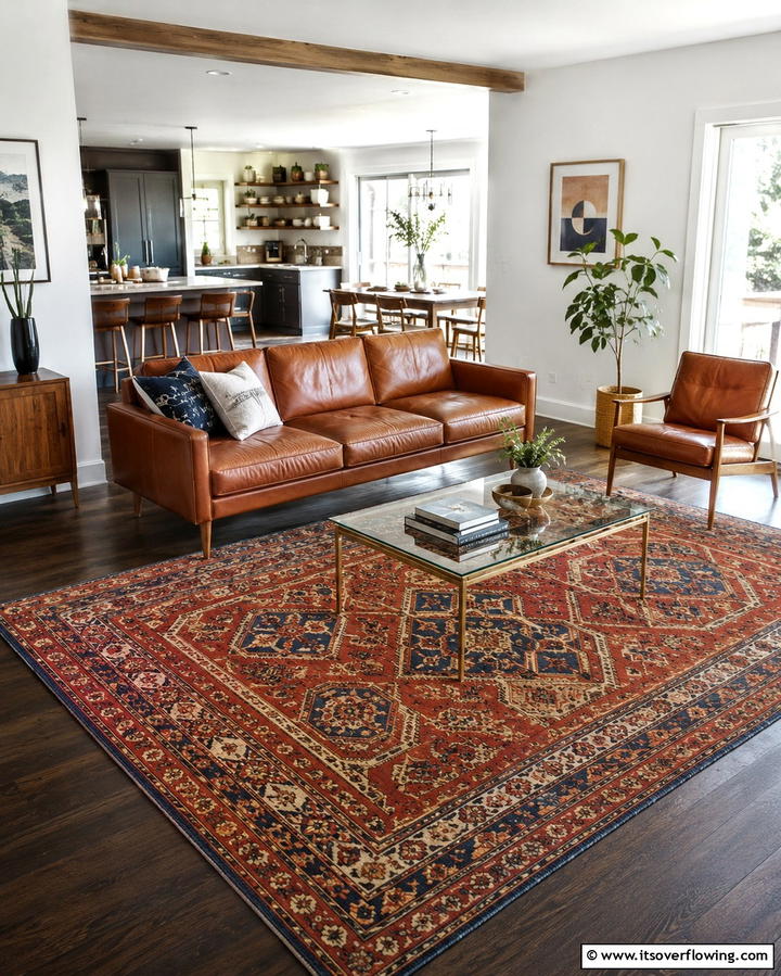 Terracotta Area Rugs - 25 Terracotta Living Room Ideas for a Warm Vibe