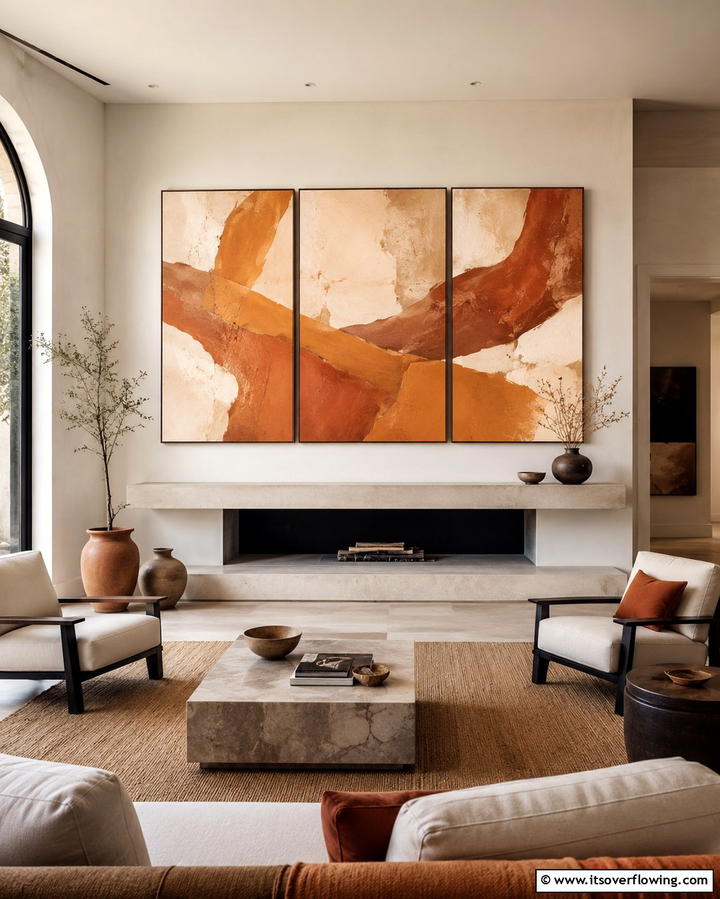 Terracotta Artwork - 25 Terracotta Living Room Ideas for a Warm Vibe