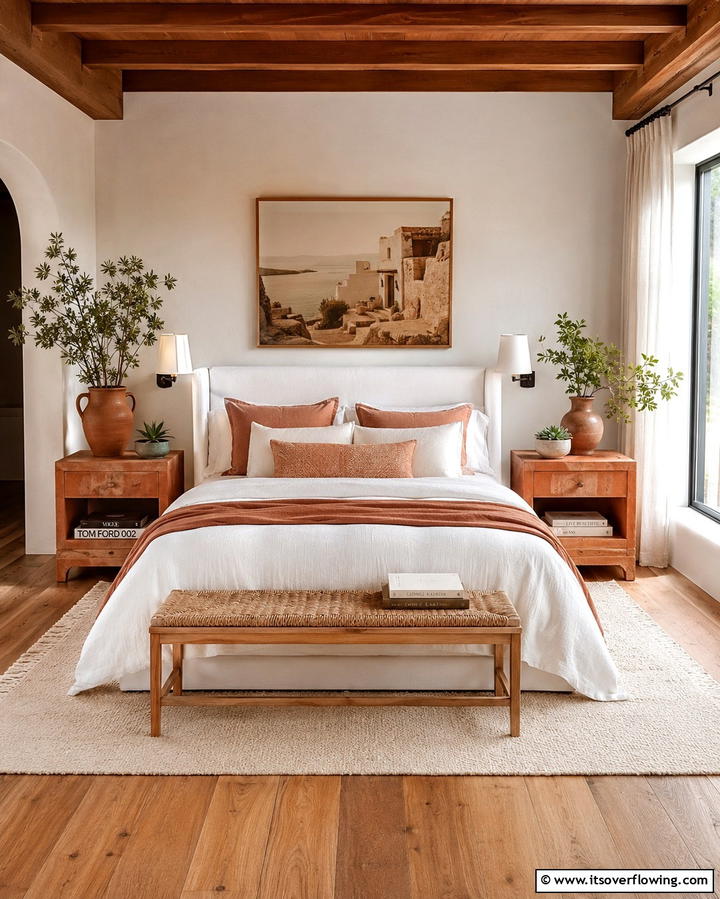 Terracotta Bedside Tables - 20 Terracotta Bedroom Ideas for a Warm and Cozy Space