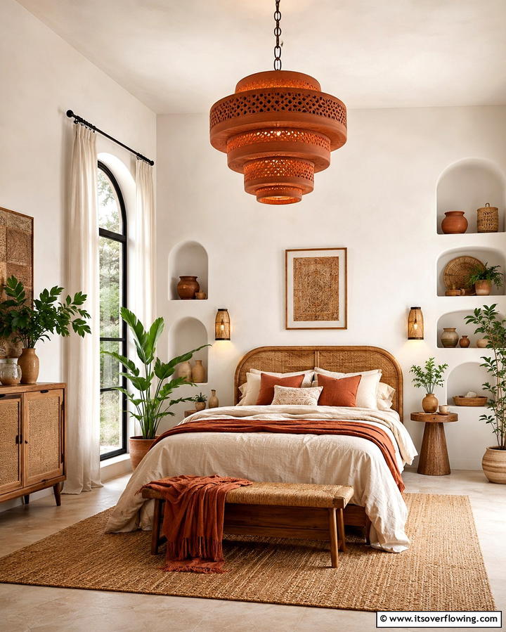 Terracotta Ceiling Lighting - 20 Terracotta Bedroom Ideas for a Warm and Cozy Space