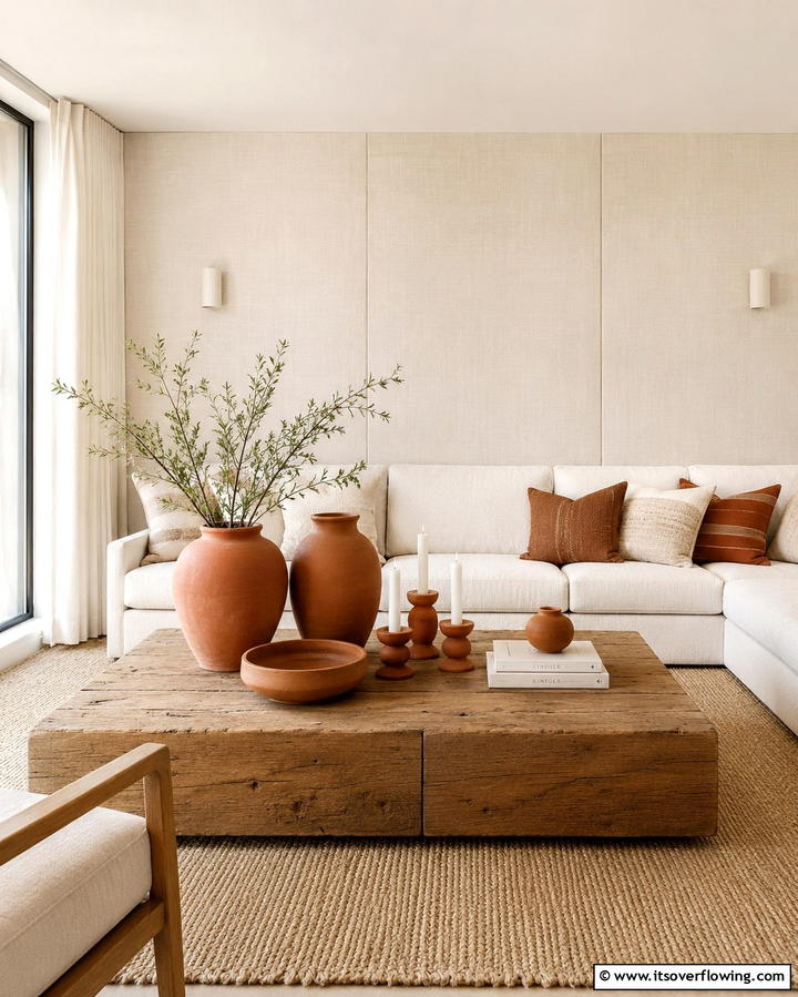 Terracotta Coffee Table Decor - 25 Terracotta Living Room Ideas for a Warm Vibe