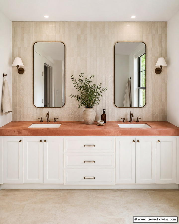 Terracotta Countertops for Rustic Functionality - 25 Terracotta Bathroom Ideas for an Earthy Retreat