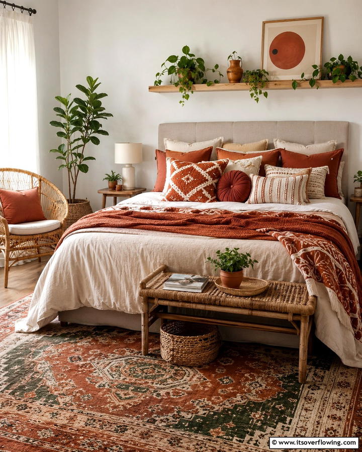 Terracotta Decorative Cushions - 20 Terracotta Bedroom Ideas for a Warm and Cozy Space