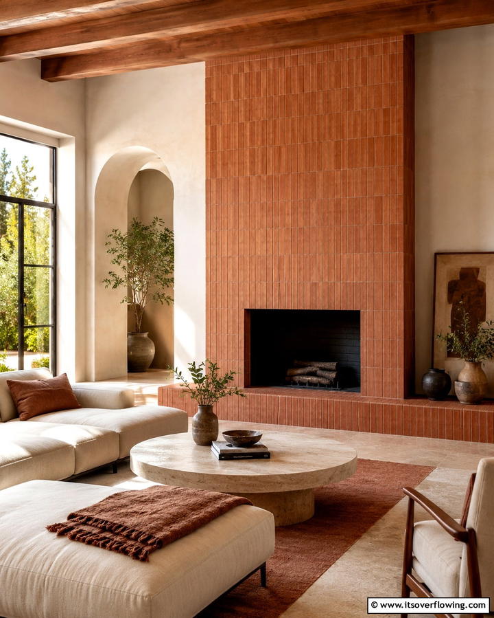 Terracotta Fireplace Surround - 25 Terracotta Living Room Ideas for a Warm Vibe