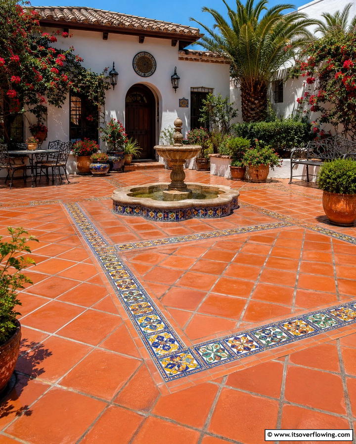 Terracotta Flooring - 20 Spanish Courtyard Ideas for a Serene Outdoor Space