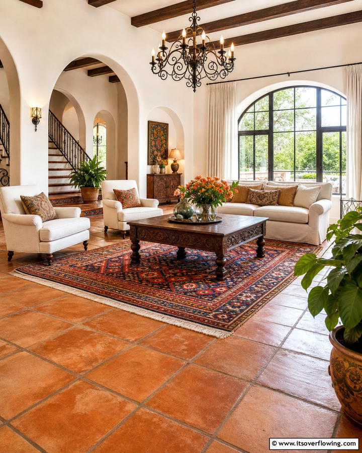 Terracotta Flooring - 25 Spanish Style Living Room Ideas for Timeless Elegance