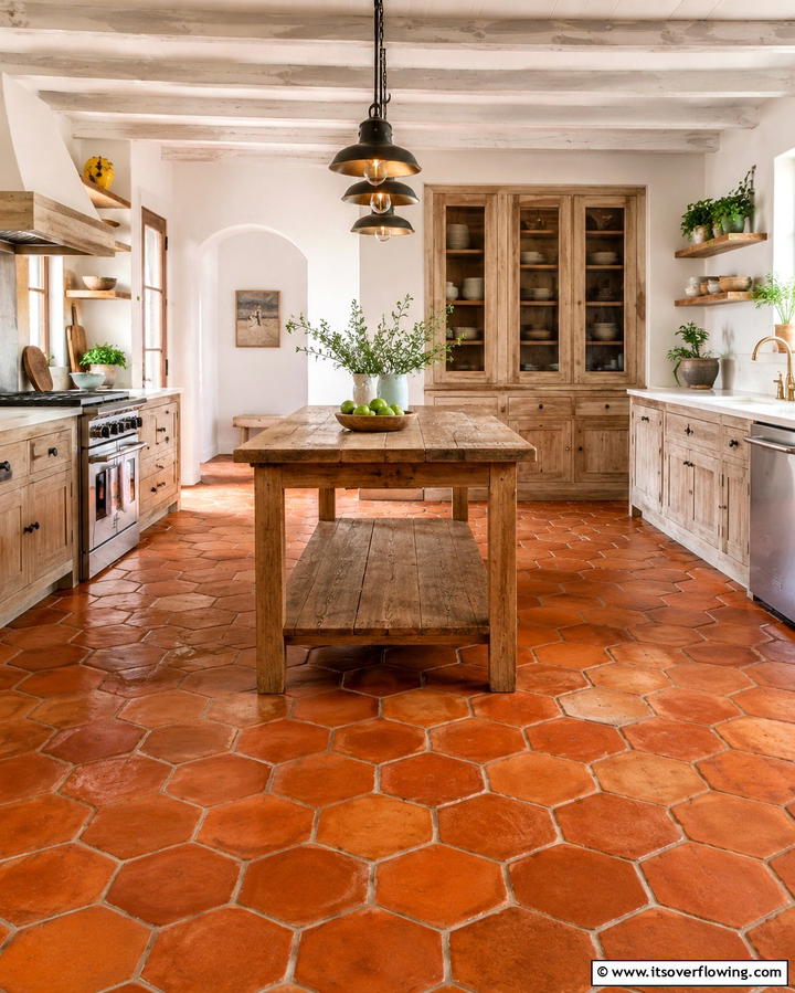 Terracotta Flooring - 25 French Country Kitchen Ideas for a Charming Look