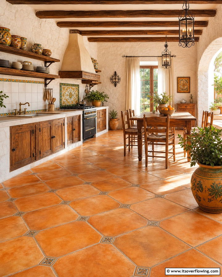 Terracotta Flooring Elegance - 30 Mediterranean Interior Design Ideas for Warm Homes
