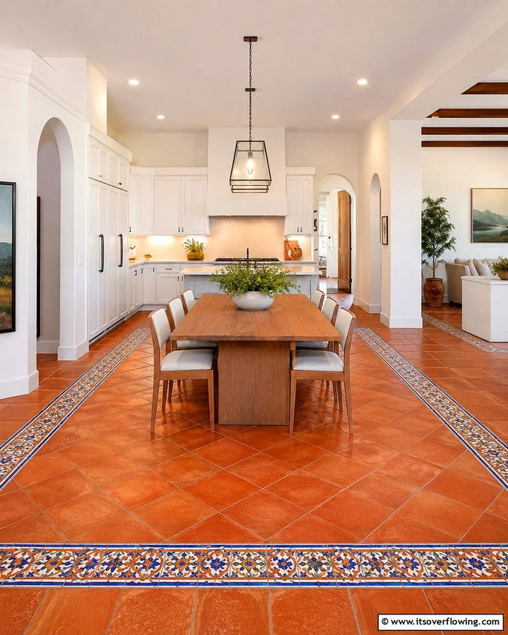 Terracotta Floors with Border Designs - 25 Terracotta Kitchen Floor Ideas for a Rustic Charm