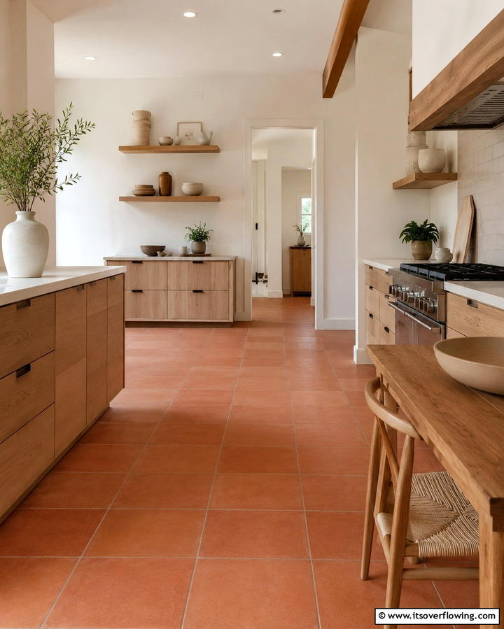 Terracotta Floors with a Matte Finish - 25 Terracotta Kitchen Floor Ideas for a Rustic Charm
