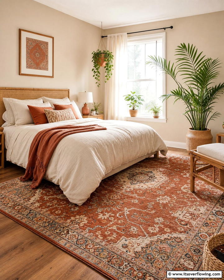 Terracotta Inspired Rugs - 20 Rust Bedroom Ideas for a Cozy and Inviting Space