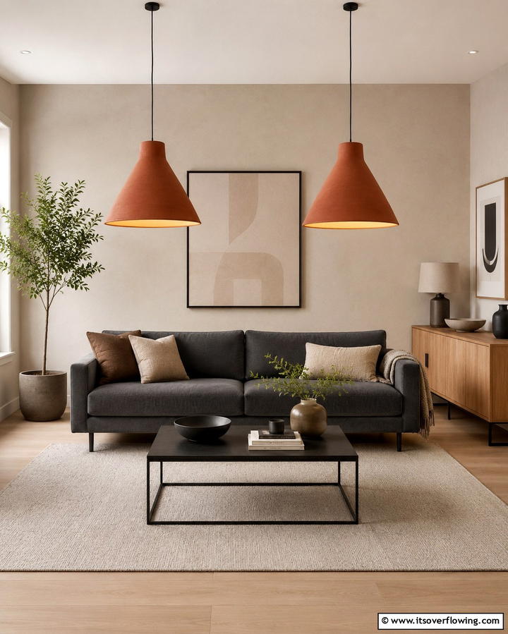 Terracotta Lampshades - 25 Terracotta Living Room Ideas for a Warm Vibe