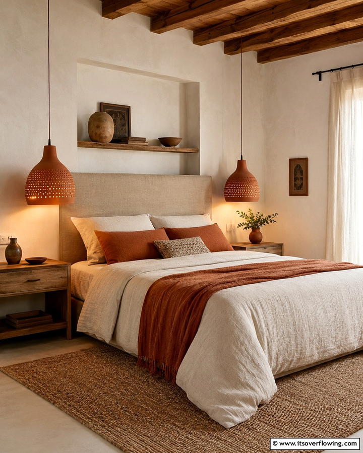 Terracotta Lampshades - 20 Terracotta Bedroom Ideas for a Warm and Cozy Space