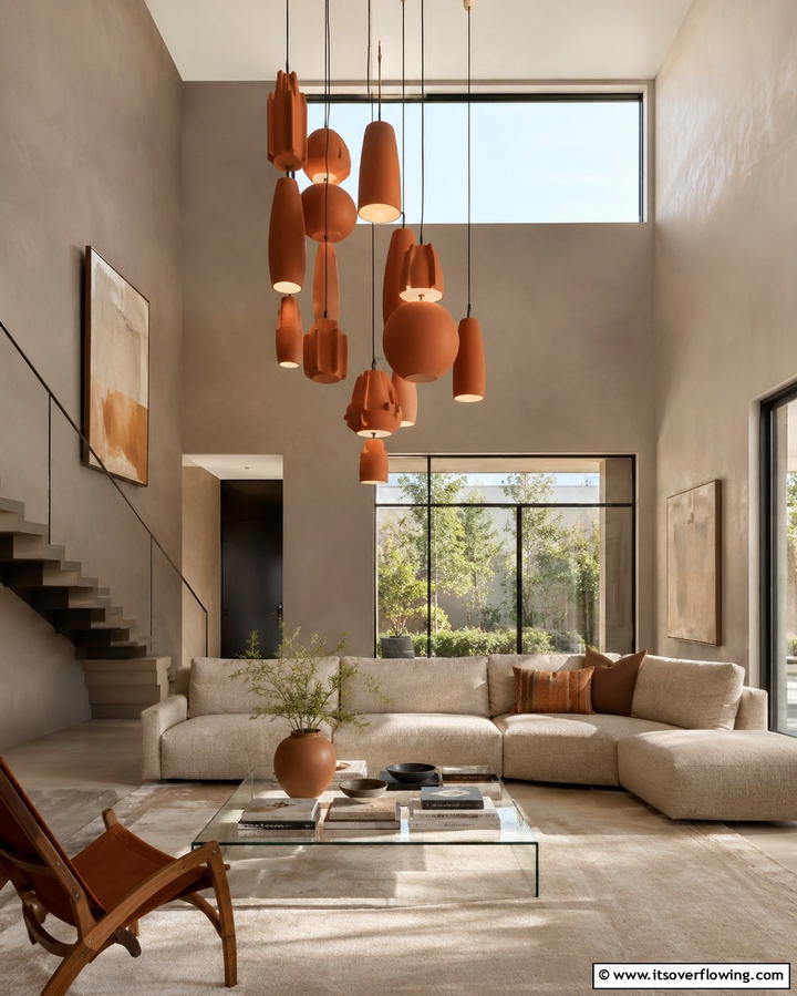 Terracotta Light Fixtures - 25 Terracotta Living Room Ideas for a Warm Vibe