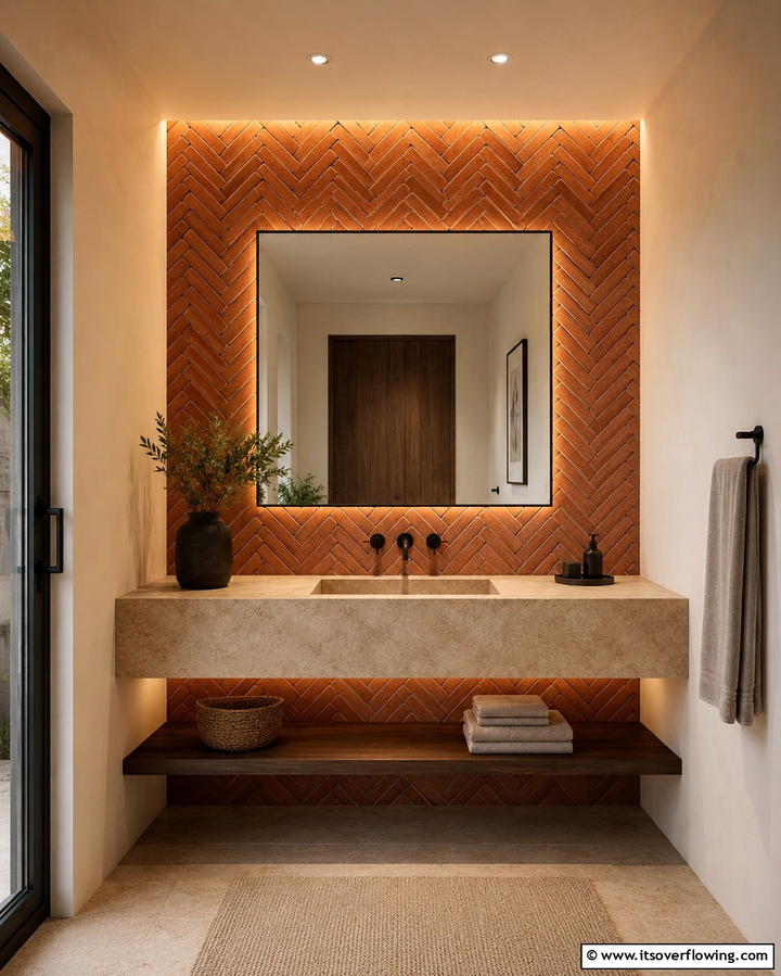 Terracotta Mosaic Tiles for Artistic Flair - 25 Terracotta Bathroom Ideas for an Earthy Retreat