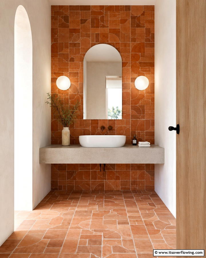 Terracotta Mosaic Tiles - 25 Terracotta Bathroom Ideas for an Earthy Retreat
