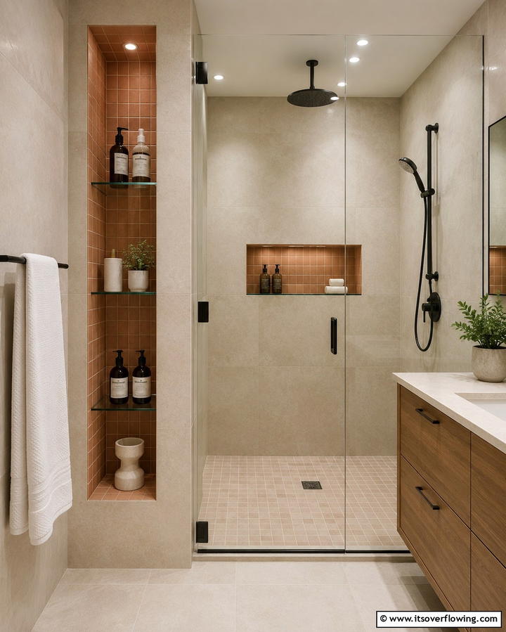 Terracotta Niches for Built In Storage - 25 Terracotta Bathroom Ideas for an Earthy Retreat