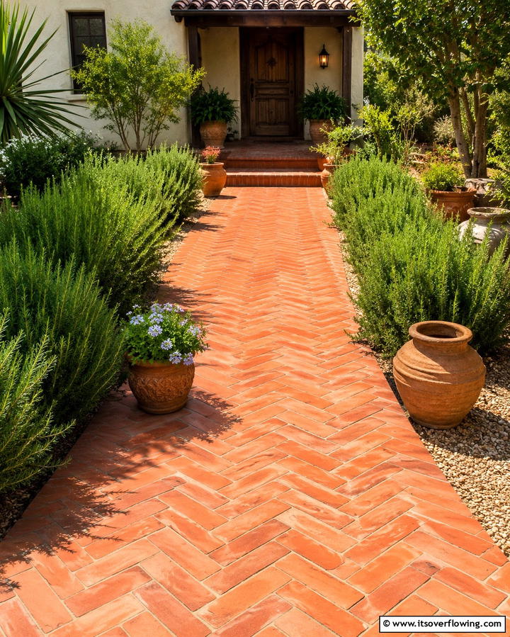 Terracotta Pathways - 25 Beautiful Front Yard Spanish Style Landscaping Ideas