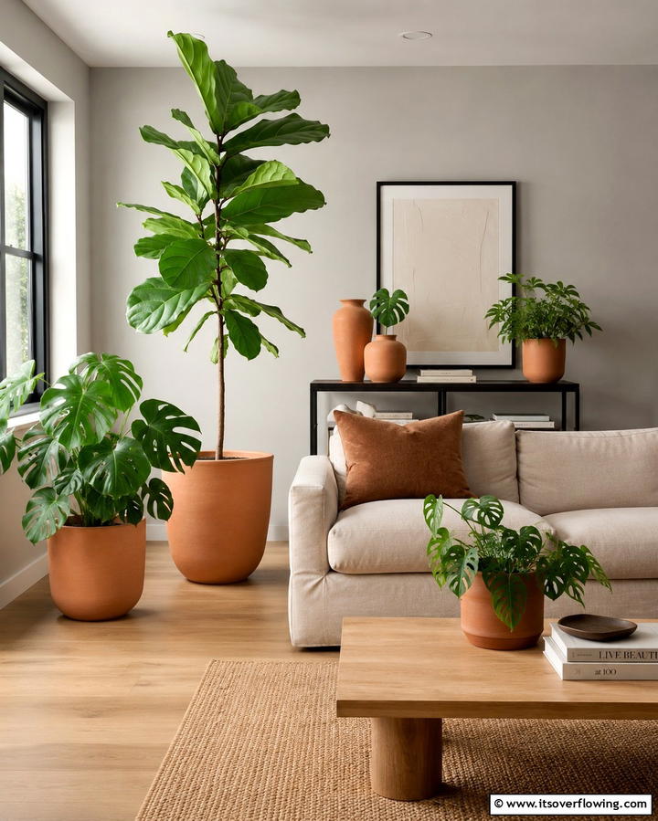 Terracotta Planters - 25 Terracotta Living Room Ideas for a Warm Vibe