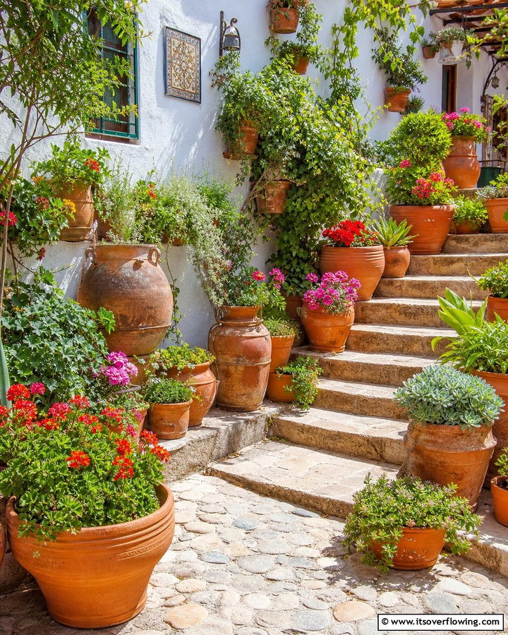 Terracotta Pot Paradise - 30 Greek Garden Ideas- Mediterranean-Inspired Landscaping