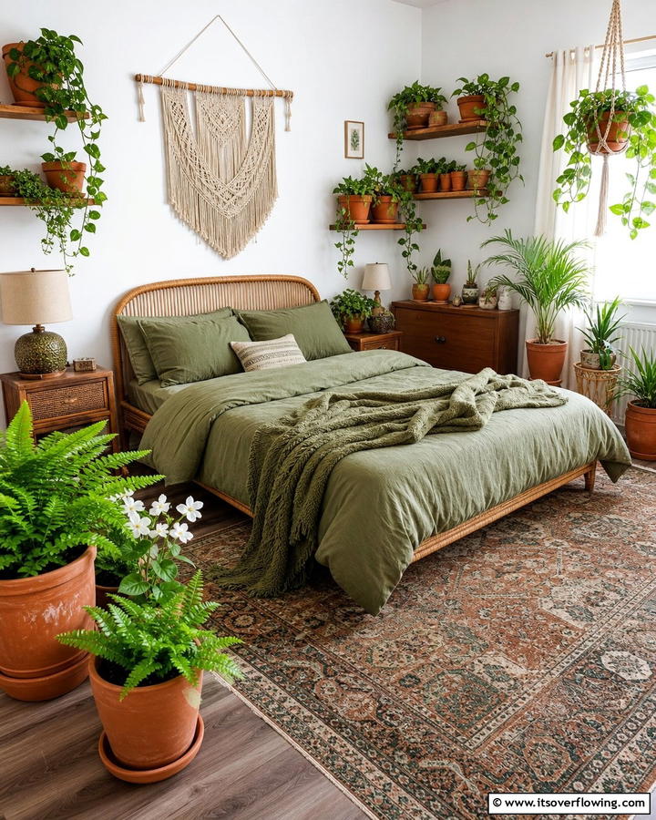 Terracotta Pots - 20 Green Boho Bedroom Ideas for a Relaxing Retreat