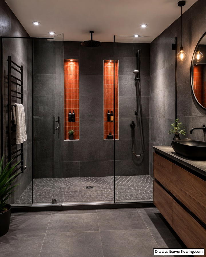 Terracotta Shower Niches - 25 Terracotta Bathroom Ideas for an Earthy Retreat