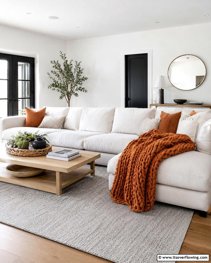 Terracotta Sofa Throws - 25 Terracotta Living Room Ideas for a Warm Vibe