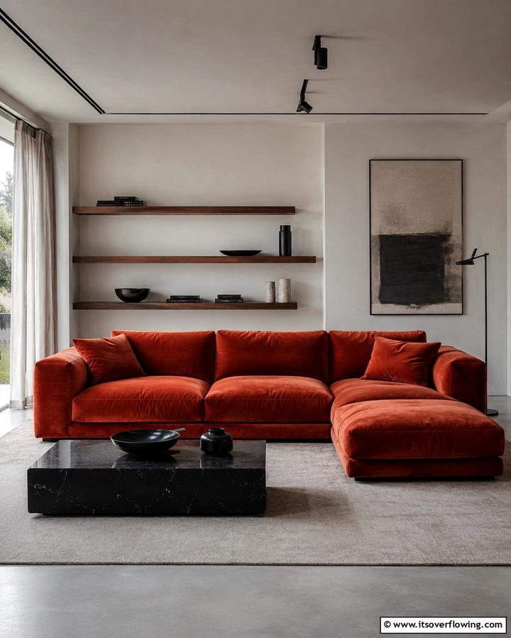 Terracotta Sofa - 25 Terracotta Living Room Ideas for a Warm Vibe